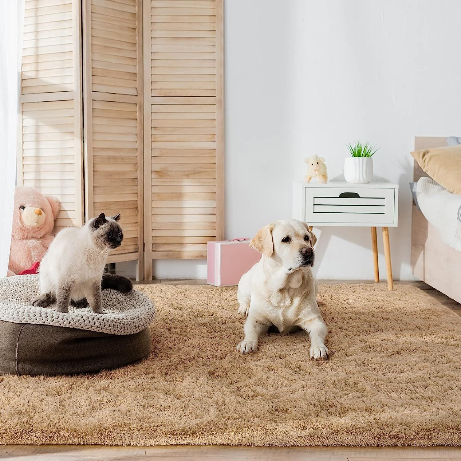 Large Soft Shag Rug Carpet Mat (Caramel, 230 x 160) - Image 11