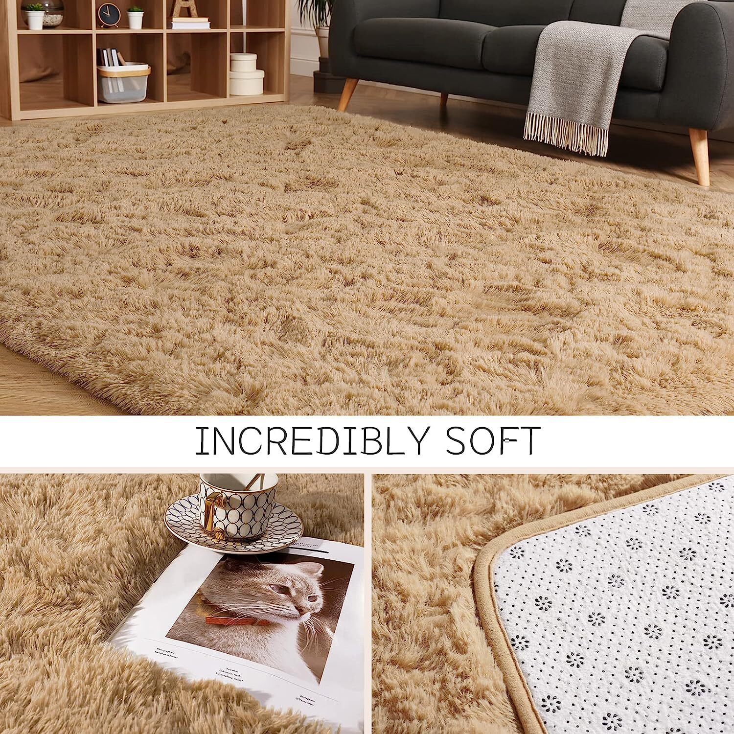 Large Soft Shag Rug Carpet Mat (Caramel, 230 x 160) - Image 12