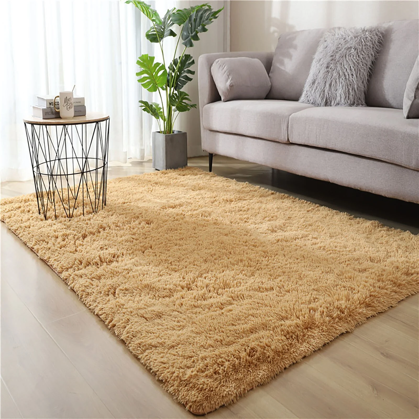 Large Soft Shag Rug Carpet Mat (Caramel, 230 x 160) - Image 6