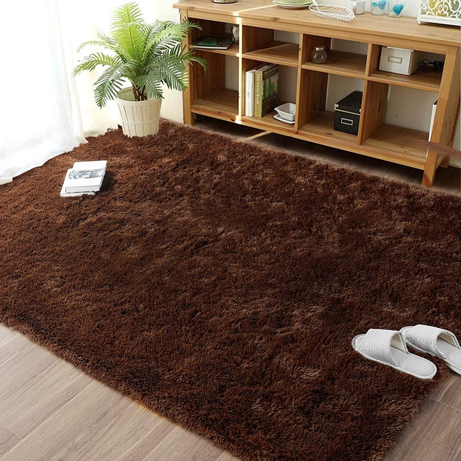Large Soft Shag Rug Carpet Mat (Chocolate, 230 x 160) - Image 11