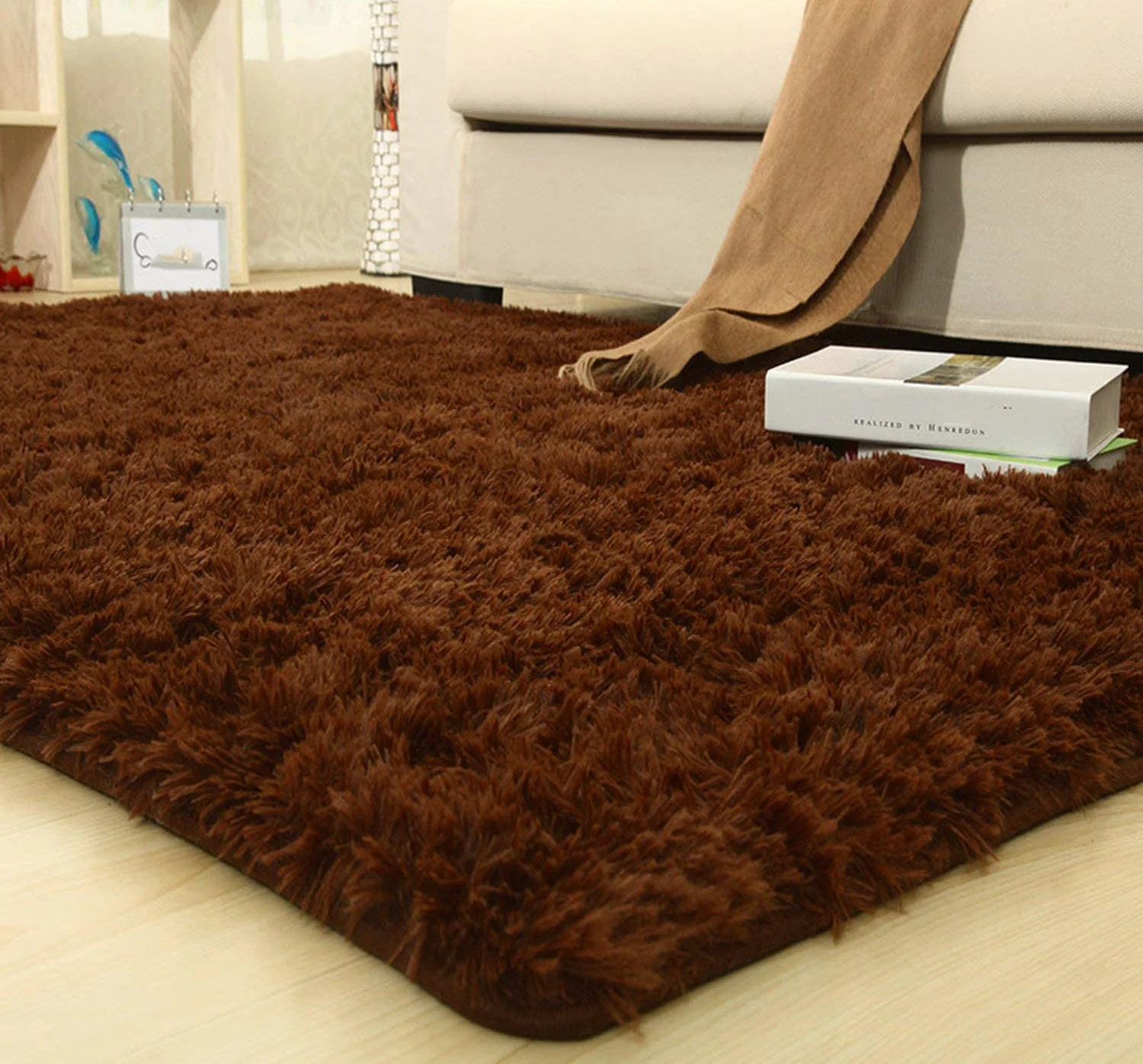Large Soft Shag Rug Carpet Mat (Chocolate, 230 x 160) - Image 13