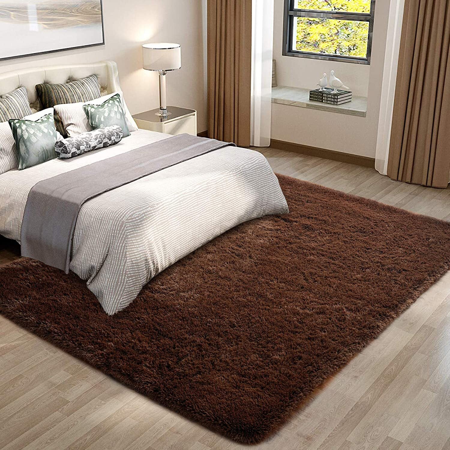 Large Soft Shag Rug Carpet Mat (Chocolate, 230 x 160) - Image 14