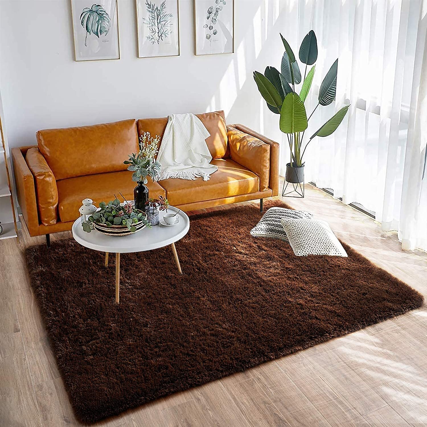 Large Soft Shag Rug Carpet Mat (Chocolate, 230 x 160) - Image 15