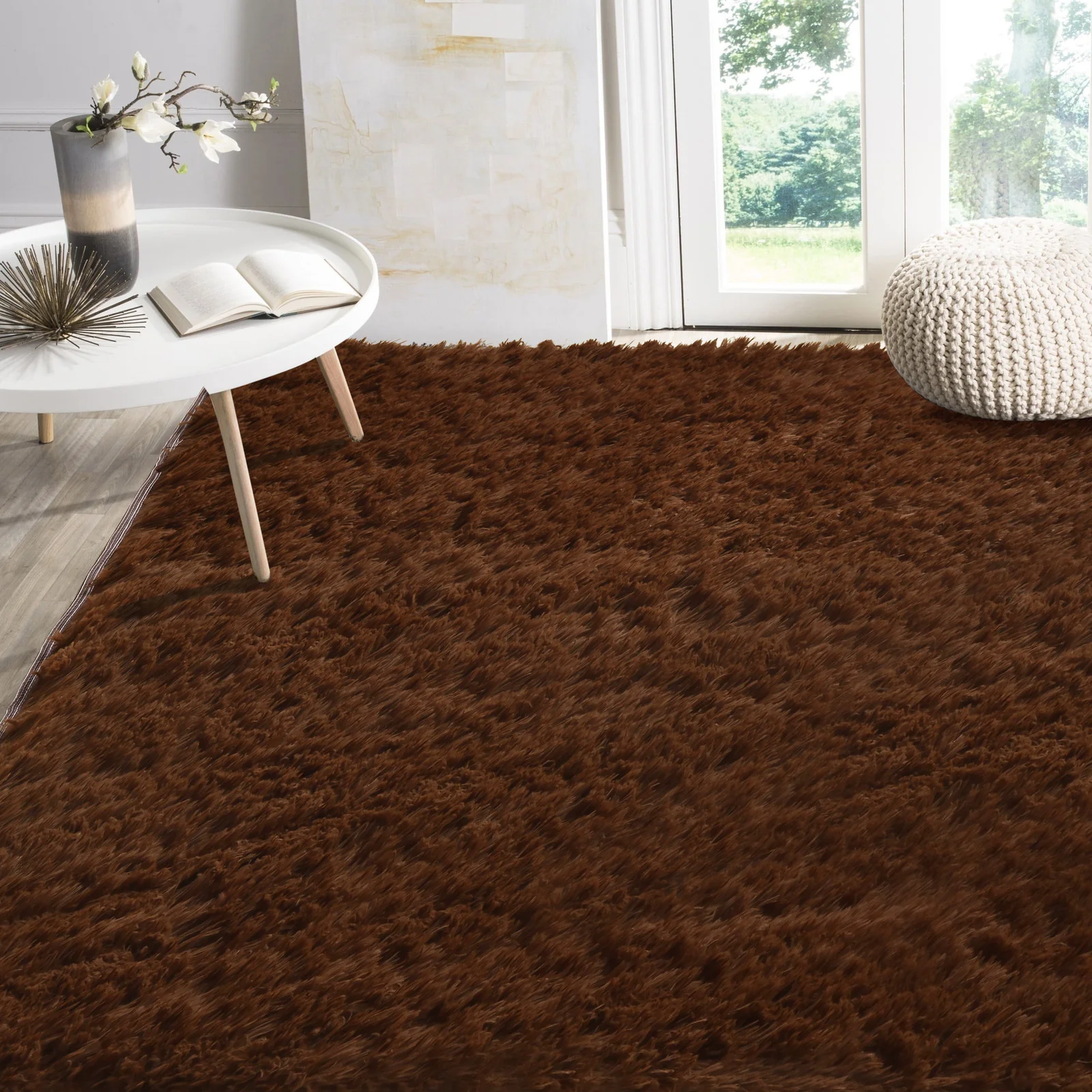 Large Soft Shag Rug Carpet Mat (Chocolate, 230 x 160) - Image 16