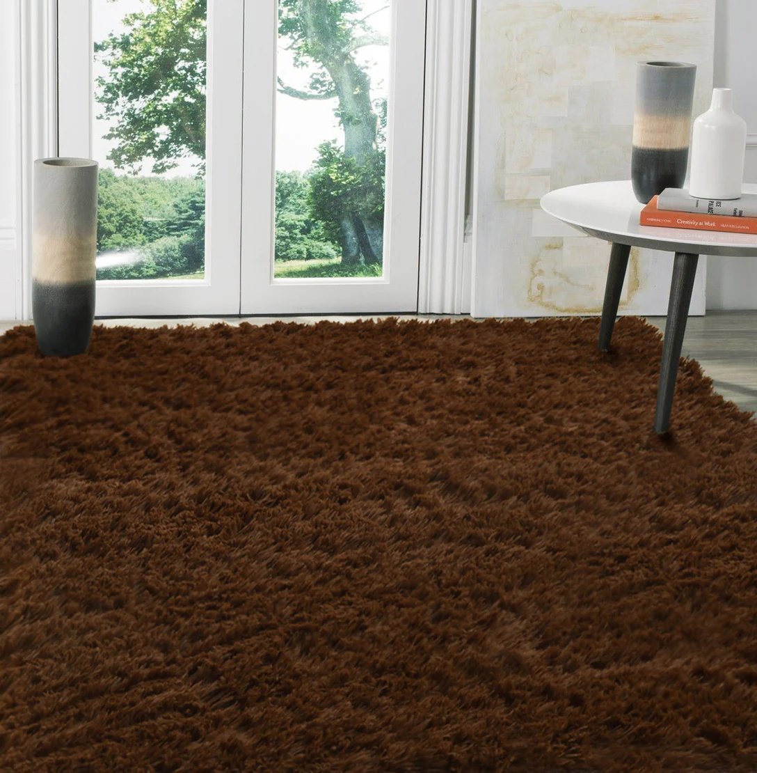 Large Soft Shag Rug Carpet Mat (Chocolate, 230 x 160) - Image 17