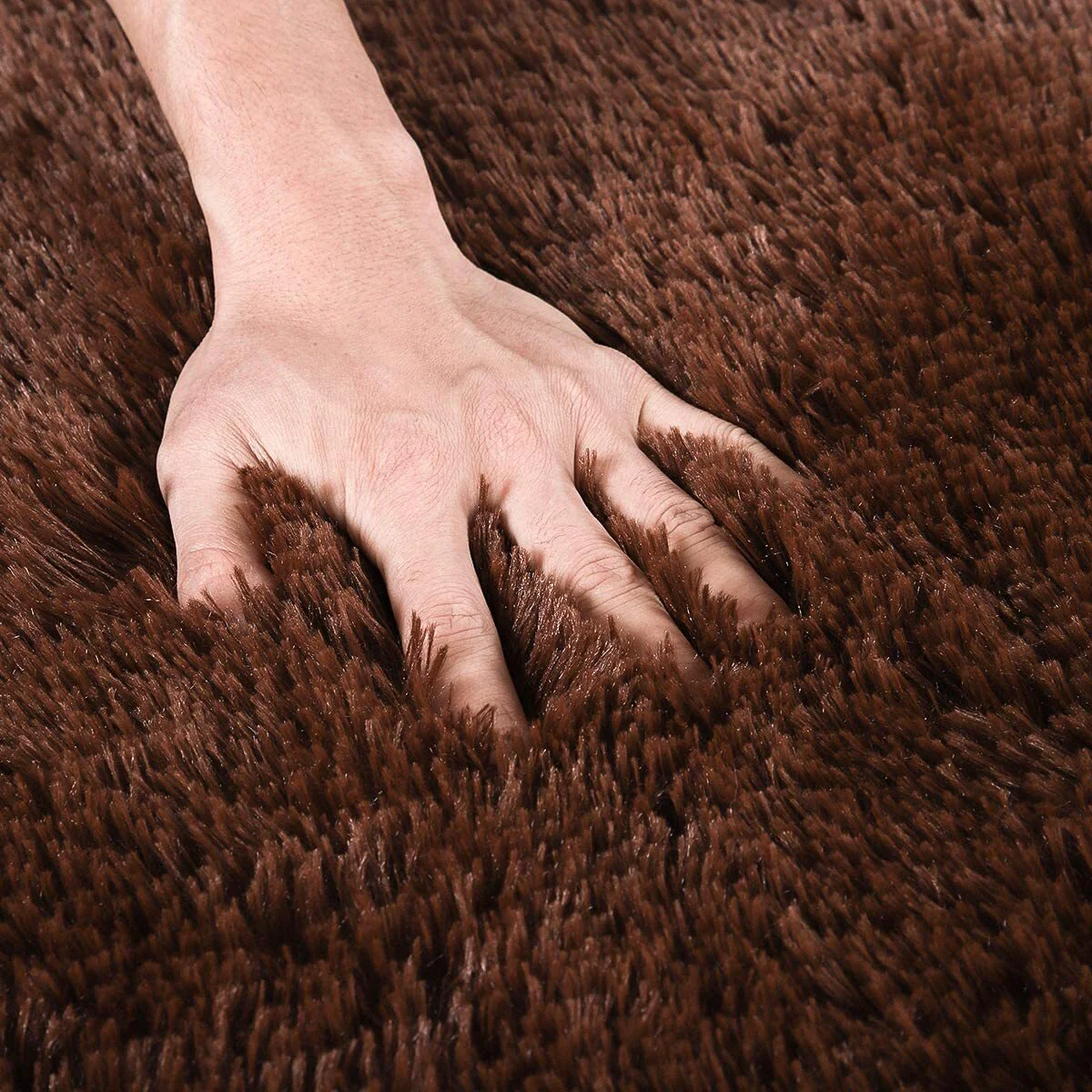 Large Soft Shag Rug Carpet Mat (Chocolate, 230 x 160) - Image 5