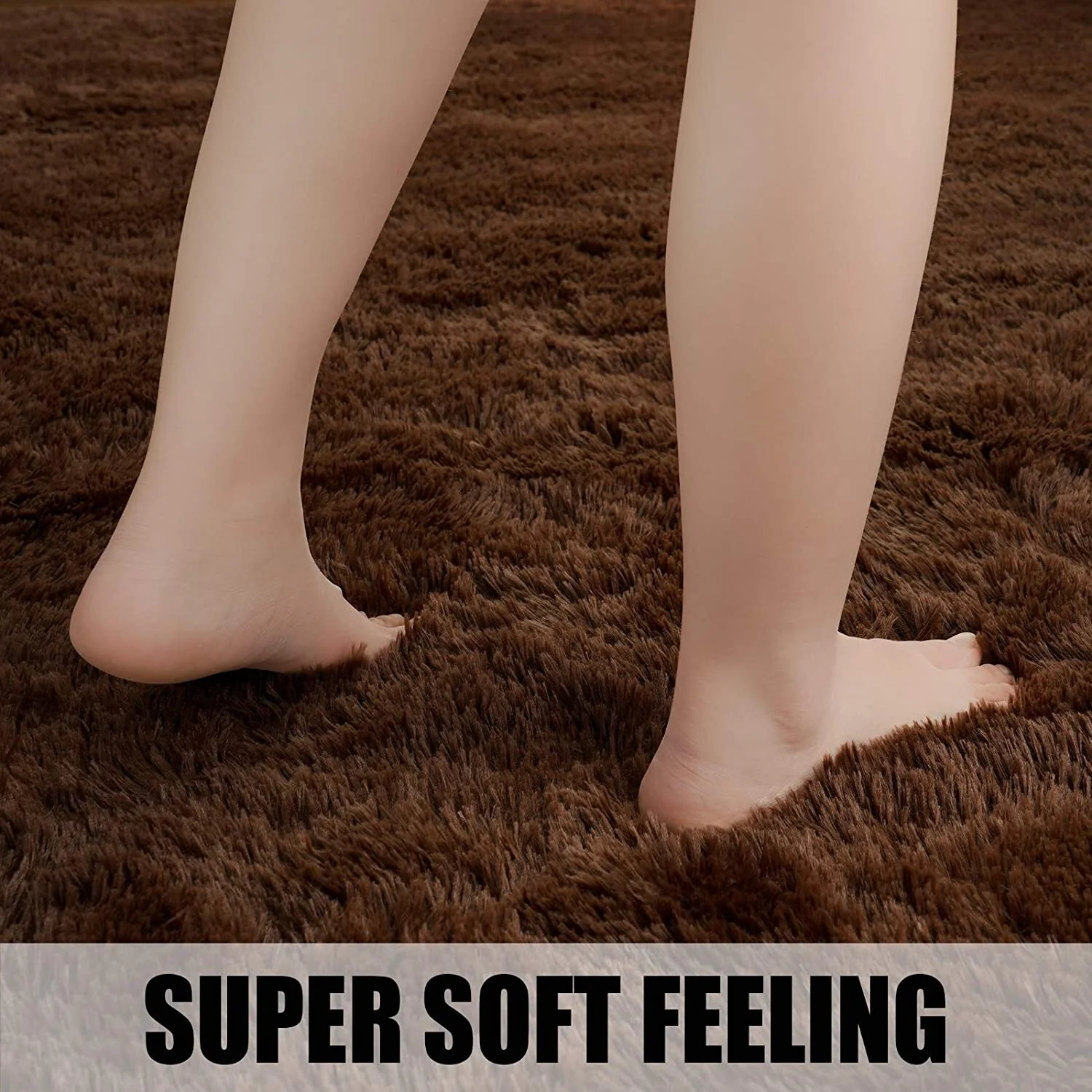 Large Soft Shag Rug Carpet Mat (Chocolate, 230 x 160) - Image 6