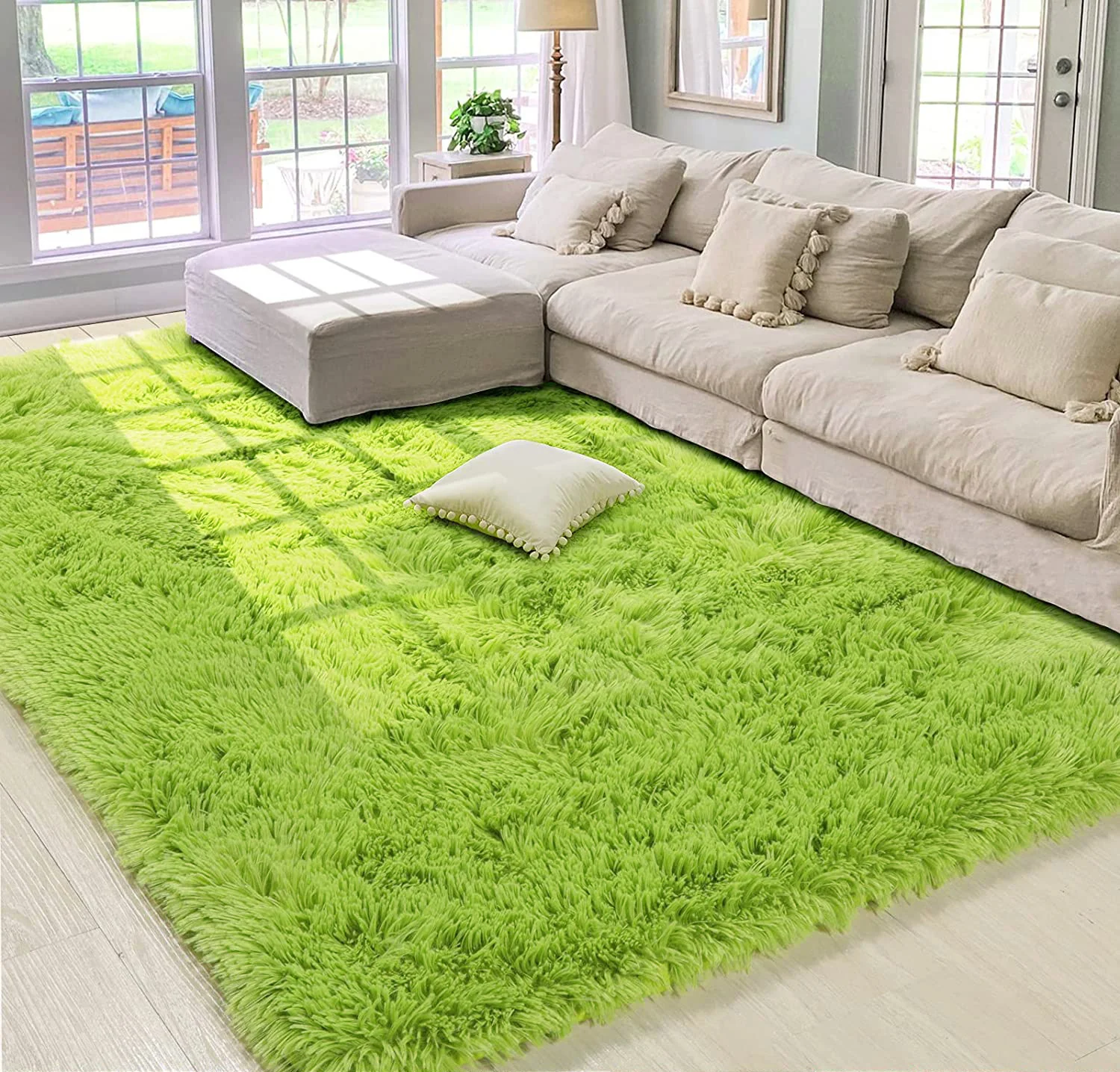 Large Soft Shag Rug Carpet Mat (Green, 230 x 160) - Image 11