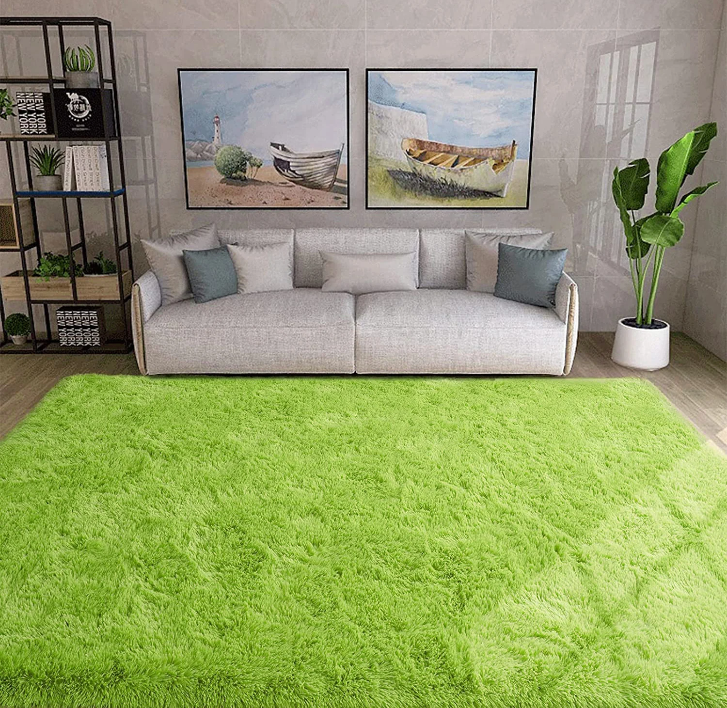 Large Soft Shag Rug Carpet Mat (Green, 230 x 160) - Image 9