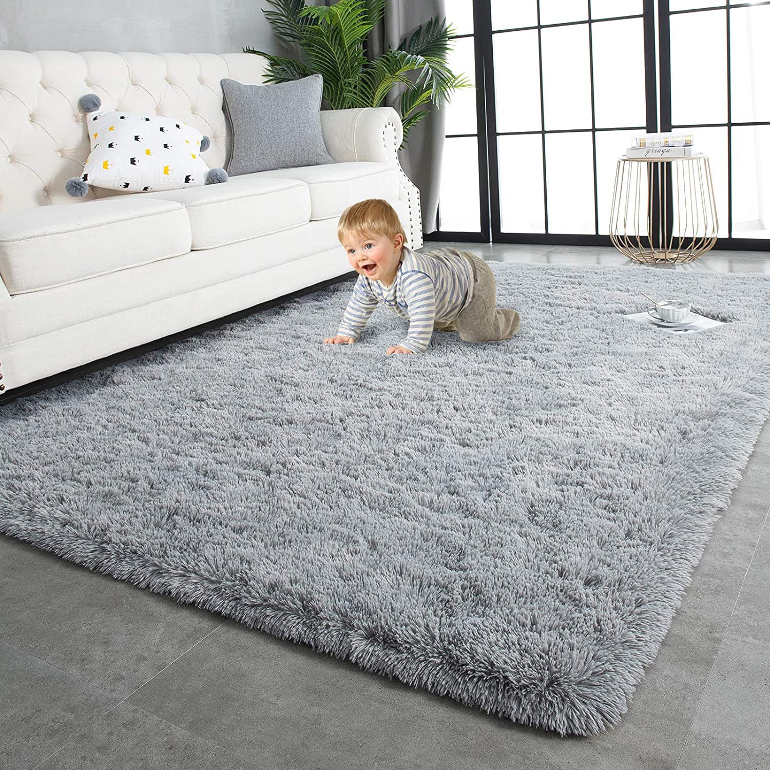 Large Soft Shag Rug Carpet Mat (Grey, 230 x 160) - Image 15