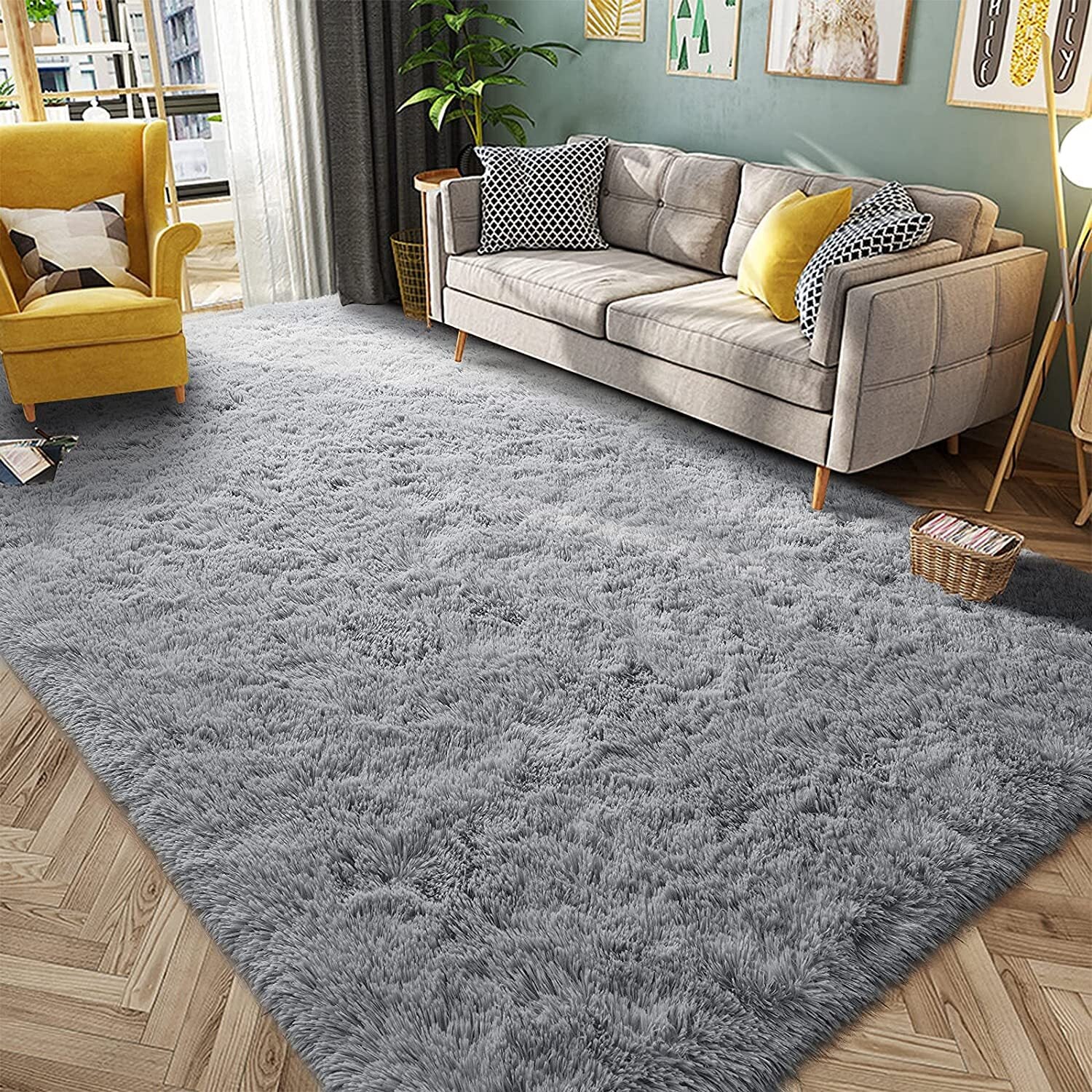 Large Soft Shag Rug Carpet Mat (Grey, 230 x 160) - Image 3