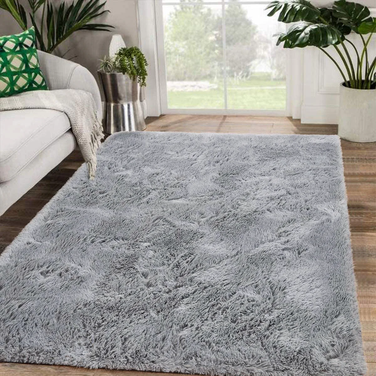 Large Soft Shag Rug Carpet Mat (Grey, 230 x 160) - Image 6