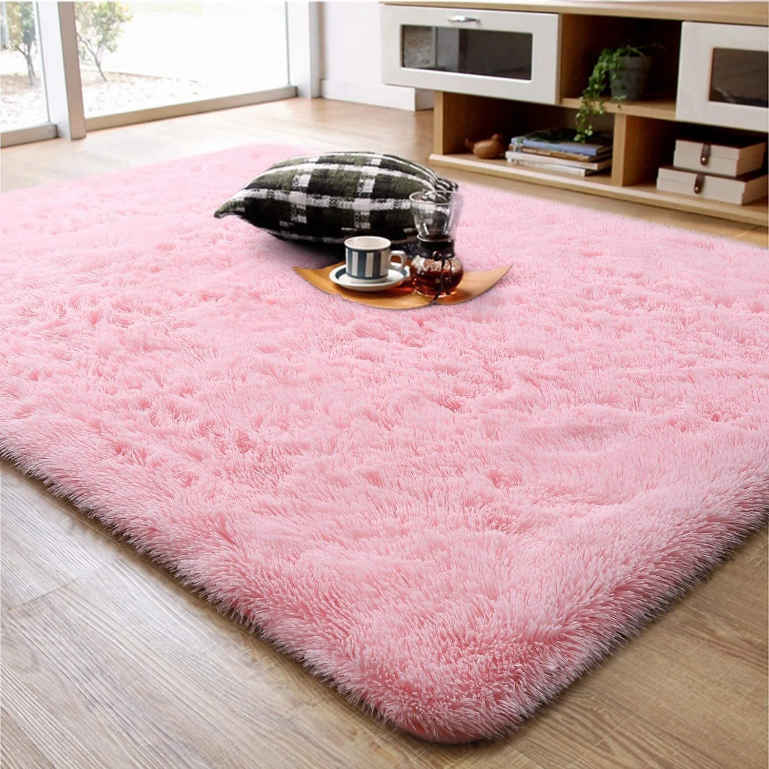 Large Soft Shag Rug Carpet Mat (Pink, 230 x 160) - Image 10