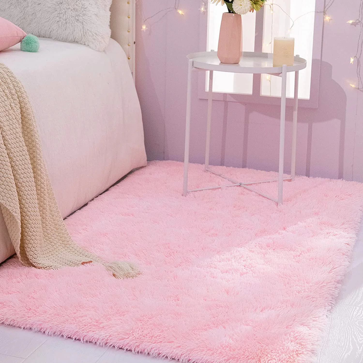 Large Soft Shag Rug Carpet Mat (Pink, 230 x 160) - Image 12