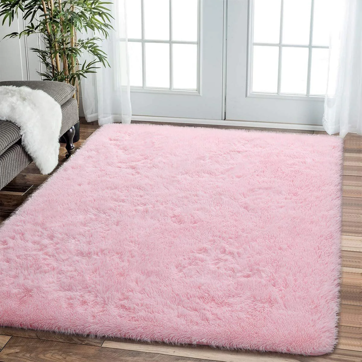 Large Soft Shag Rug Carpet Mat (Pink, 230 x 160) - Image 14