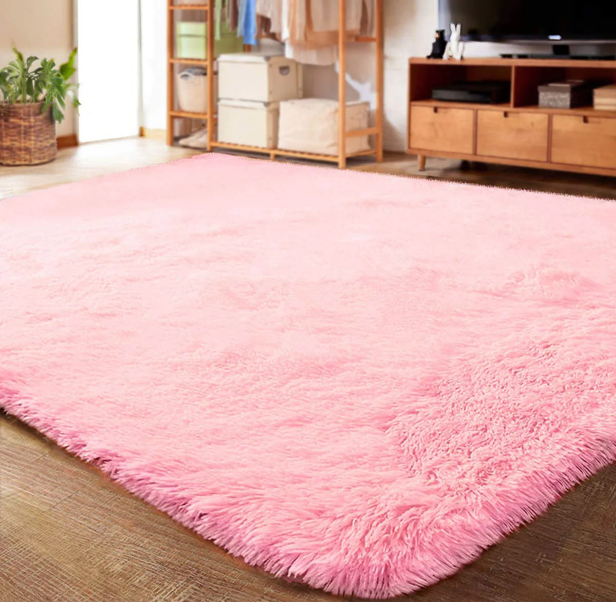 Large Soft Shag Rug Carpet Mat (Pink, 230 x 160) - Image 15