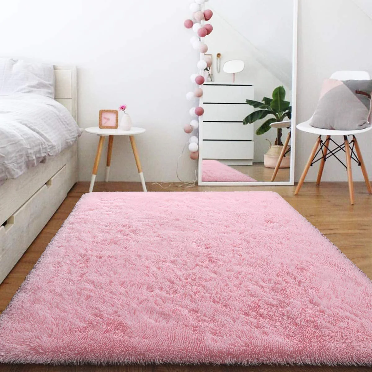 Large Soft Shag Rug Carpet Mat (Pink, 230 x 160) - Image 5