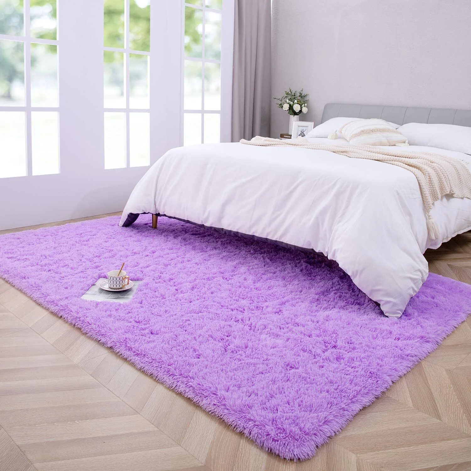 Large Soft Shag Rug Carpet Mat (Purple, 230 x 160) - Image 13