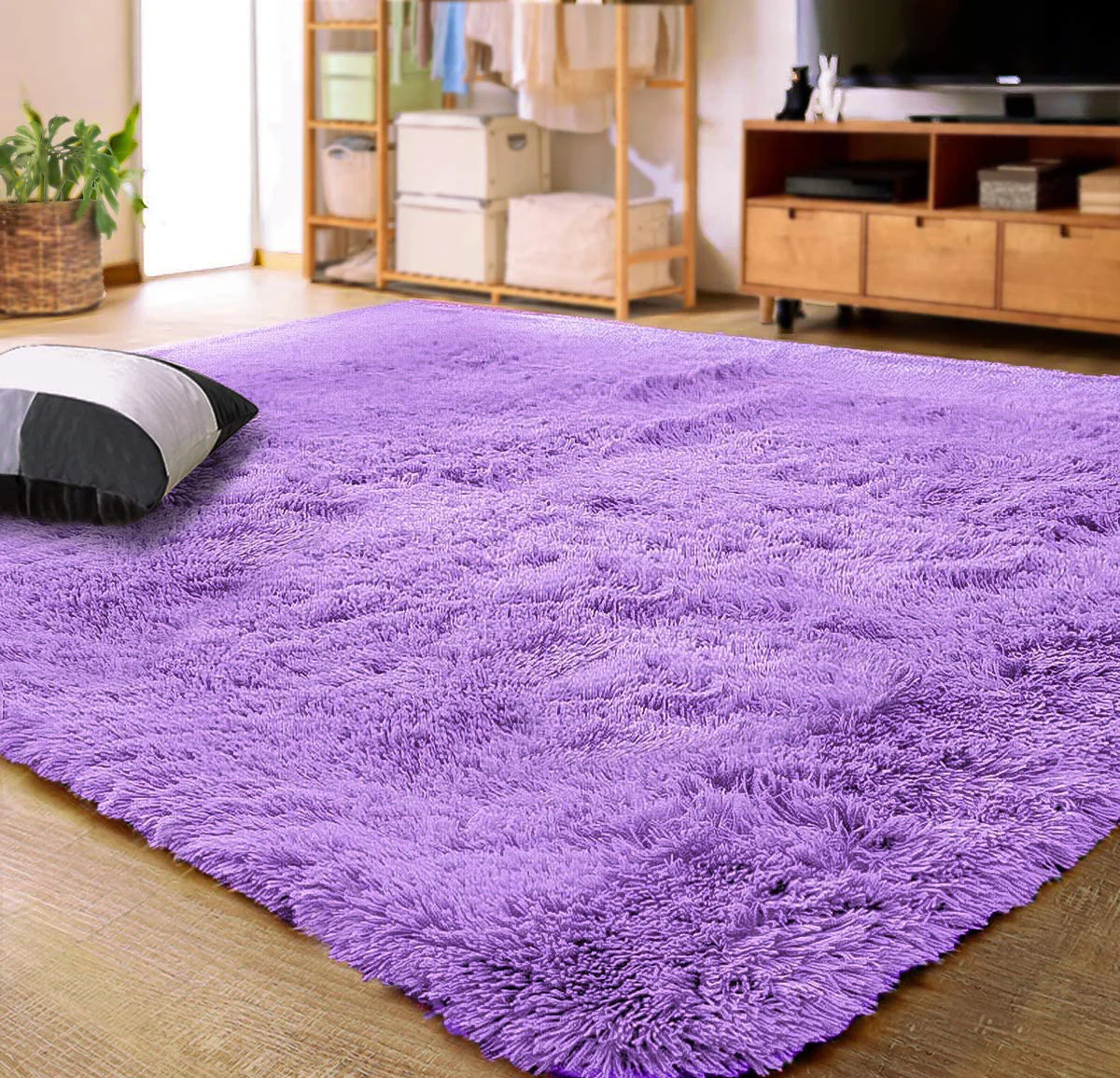 Large Soft Shag Rug Carpet Mat (Purple, 230 x 160) - Image 4