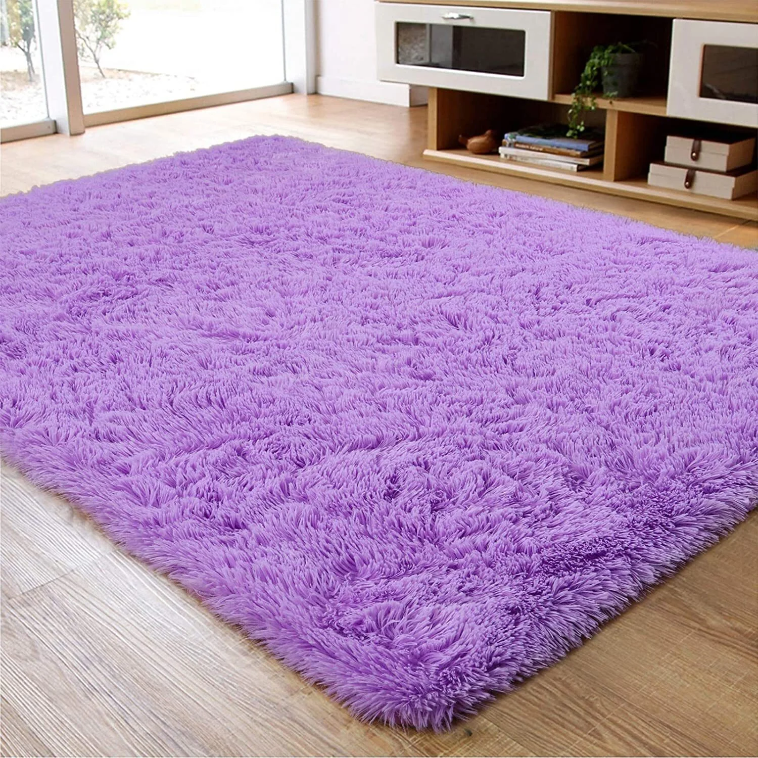 Large Soft Shag Rug Carpet Mat (Purple, 230 x 160) - Image 5