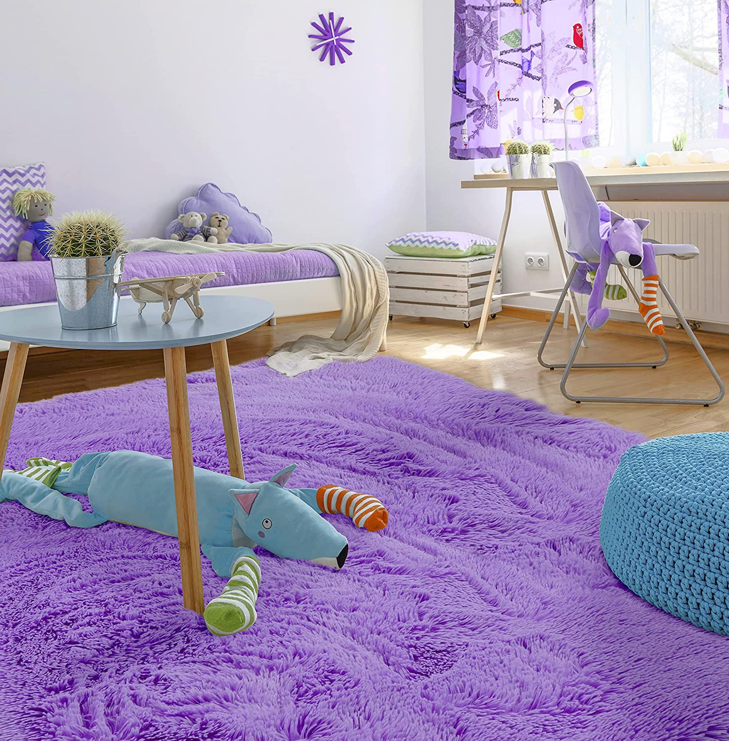 Large Soft Shag Rug Carpet Mat (Purple, 230 x 160) - Image 6