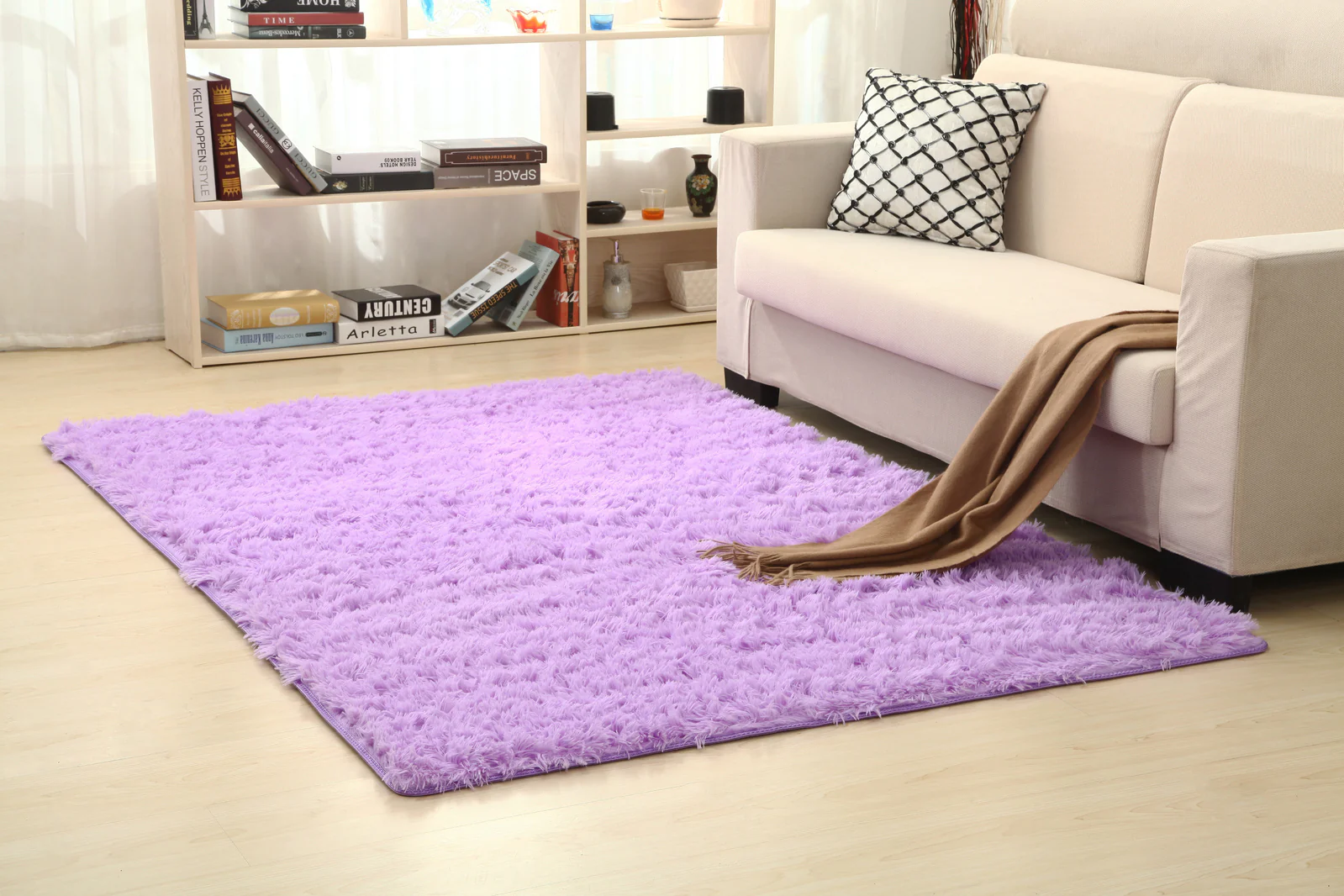 Large Soft Shag Rug Carpet Mat (Purple, 230 x 160) - Image 8