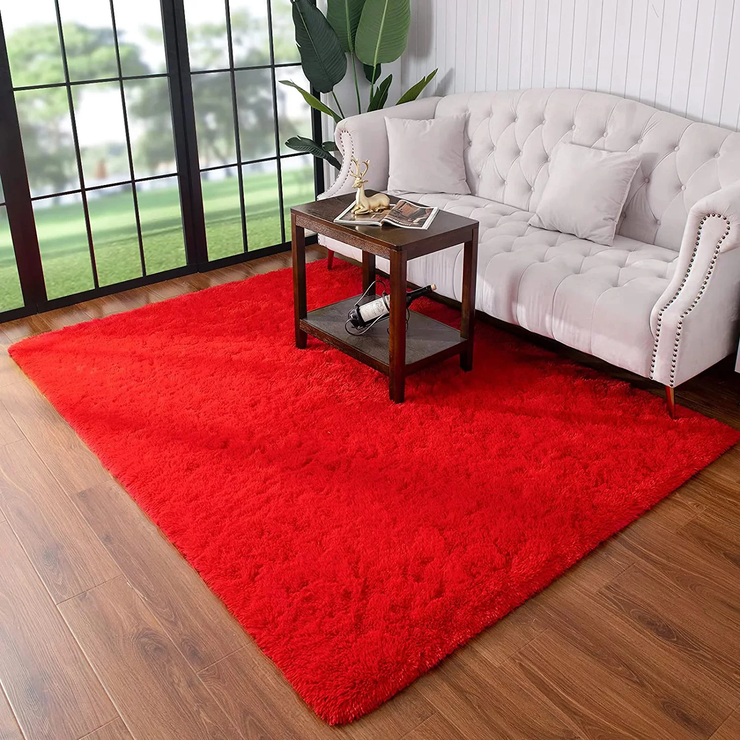 Large Soft Shag Rug Carpet Mat (Red, 230 x 160) - Image 15
