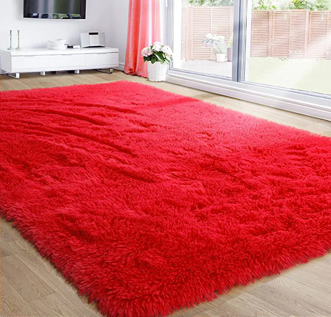 Large Soft Shag Rug Carpet Mat (Red, 230 x 160) - Image 19