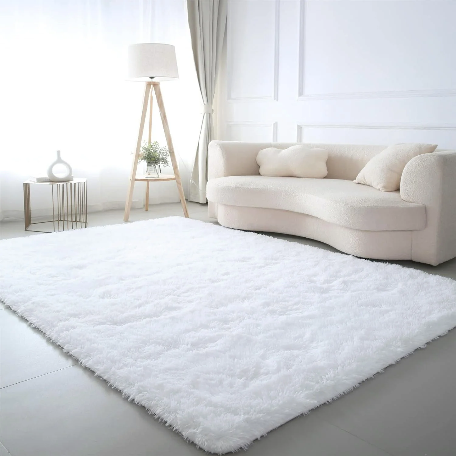 Large Soft Shag Rug Carpet Mat (White, 230 x 160) - Image 26