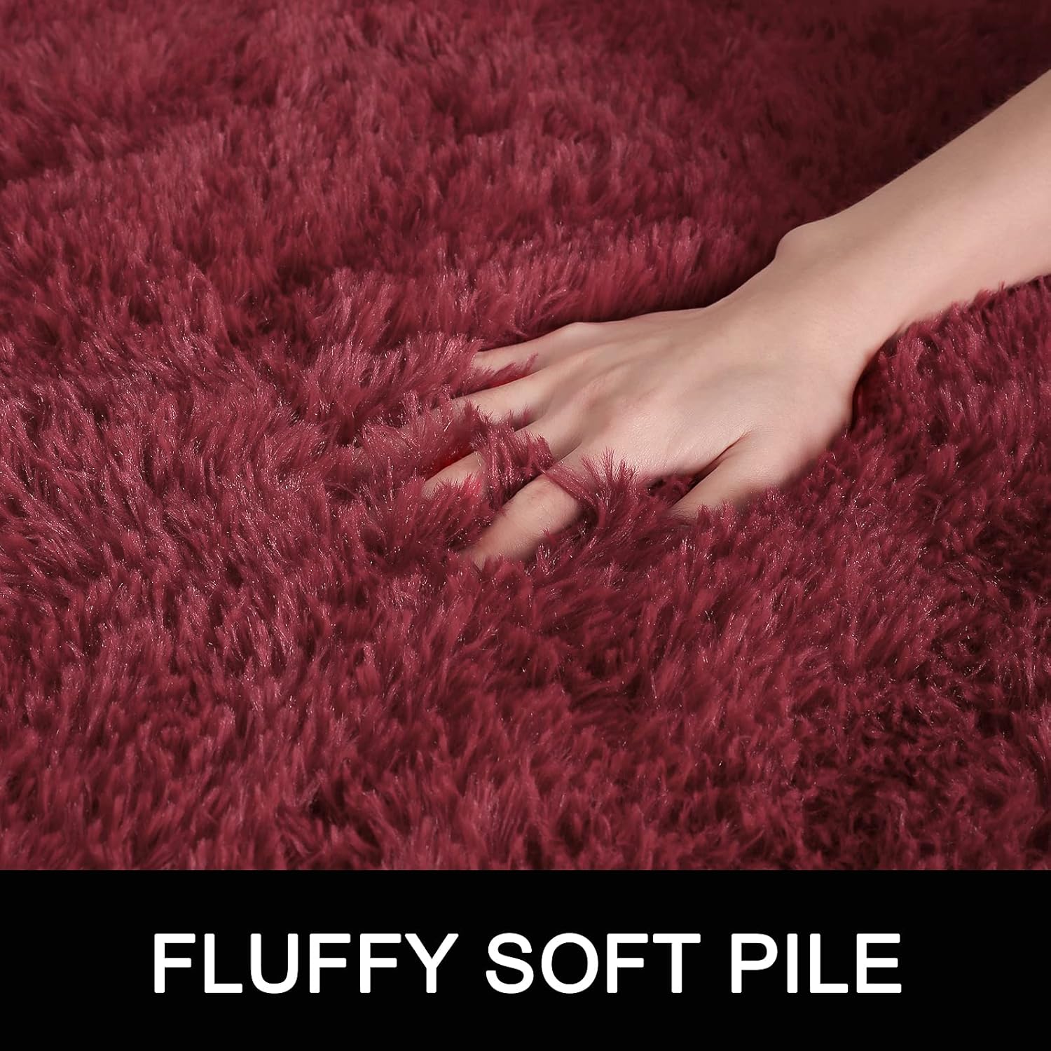 Large Soft Shag Rug Carpet Mat (Wine, 230 x 160) - Image 16