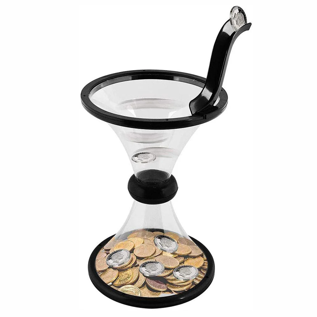 Large Spinning Vortex Piggy Bank Gravity Cash Saving Coin Collector Money Box - Image 2