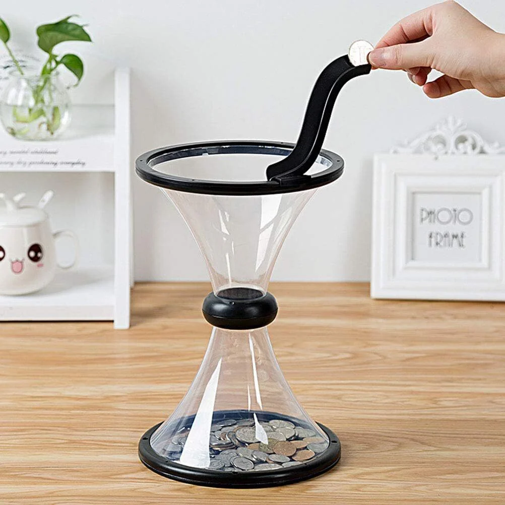 Large Spinning Vortex Piggy Bank Gravity Cash Saving Coin Collector Money Box - Image 4