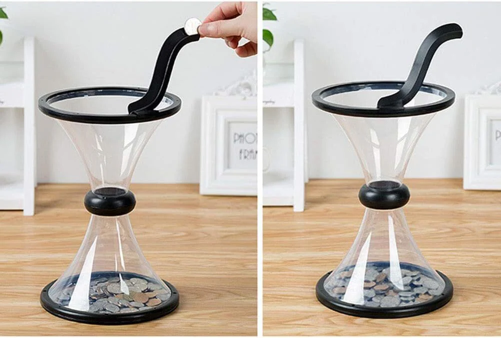 Large Spinning Vortex Piggy Bank Gravity Cash Saving Coin Collector Money Box - Image 8