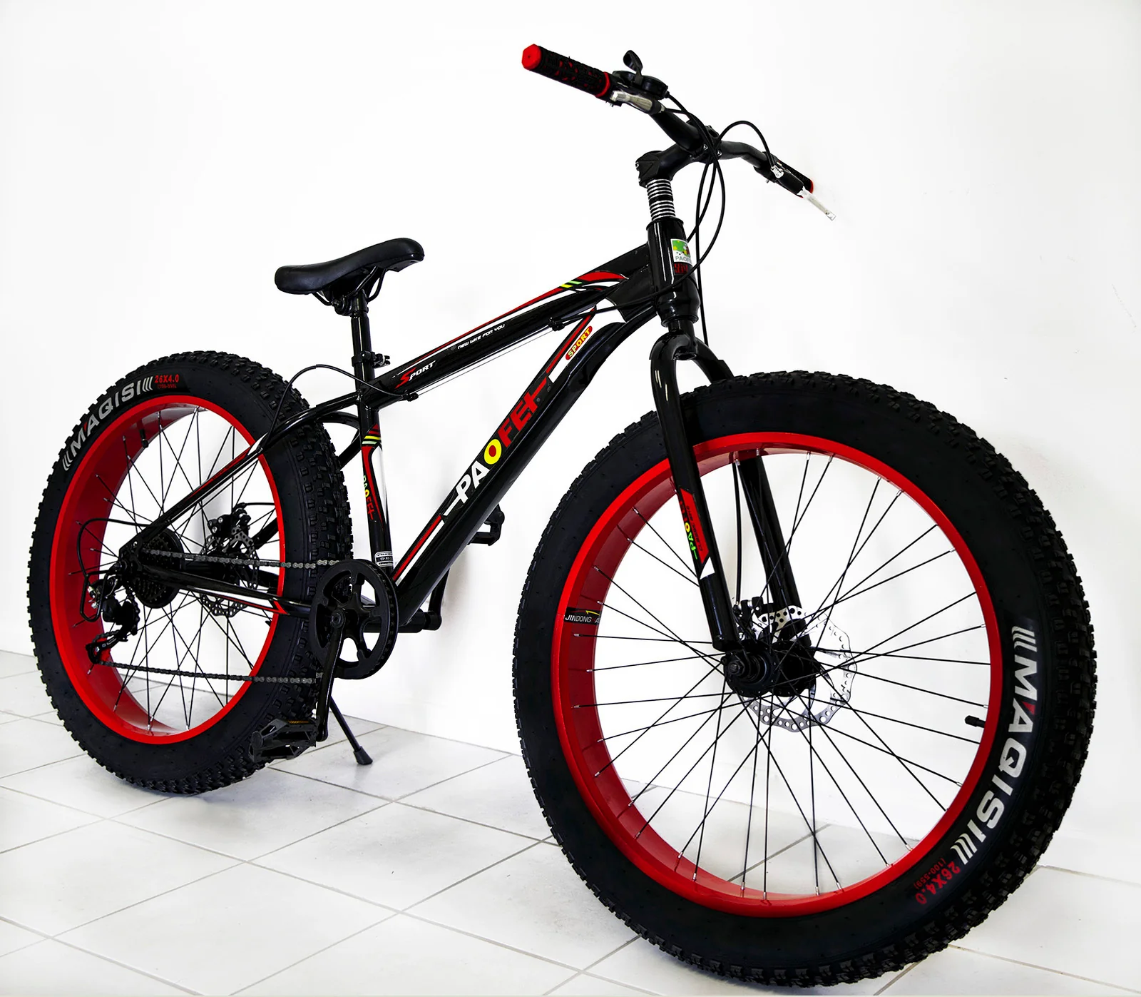 Large Tire Heavy Duty Fat Wheel Mountain Bike (Premium Red & Black Bicycle) - Image 4