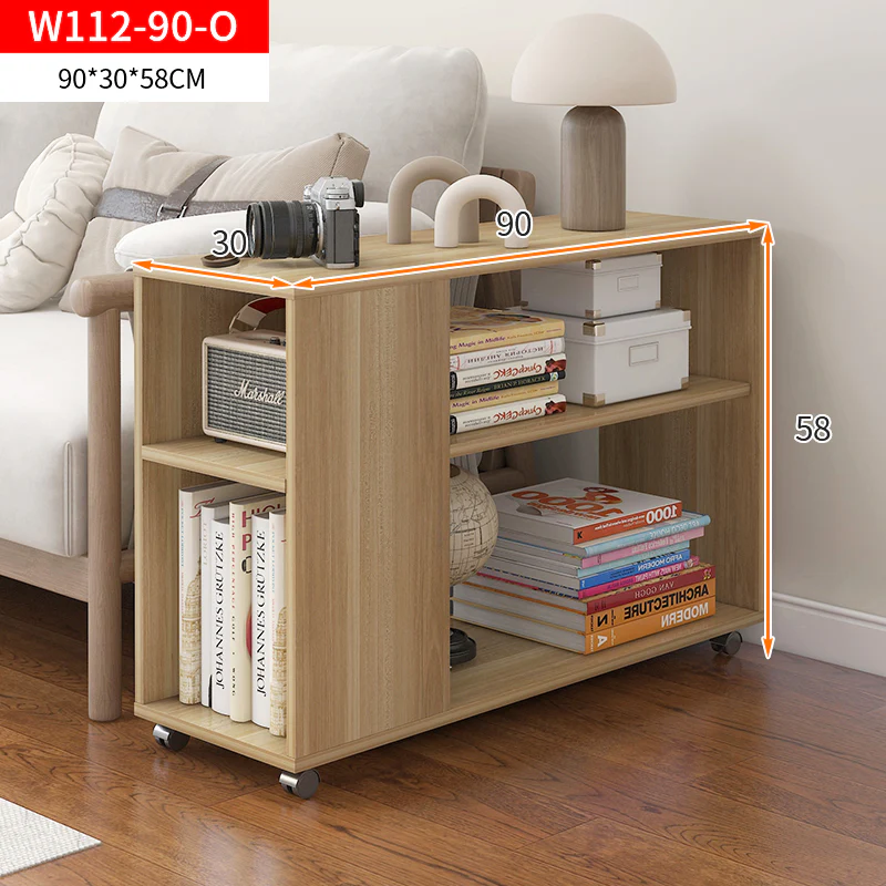 Large Versatile Sofa Side Table & Magazine Shelf with Casters (Oak) - Image 13