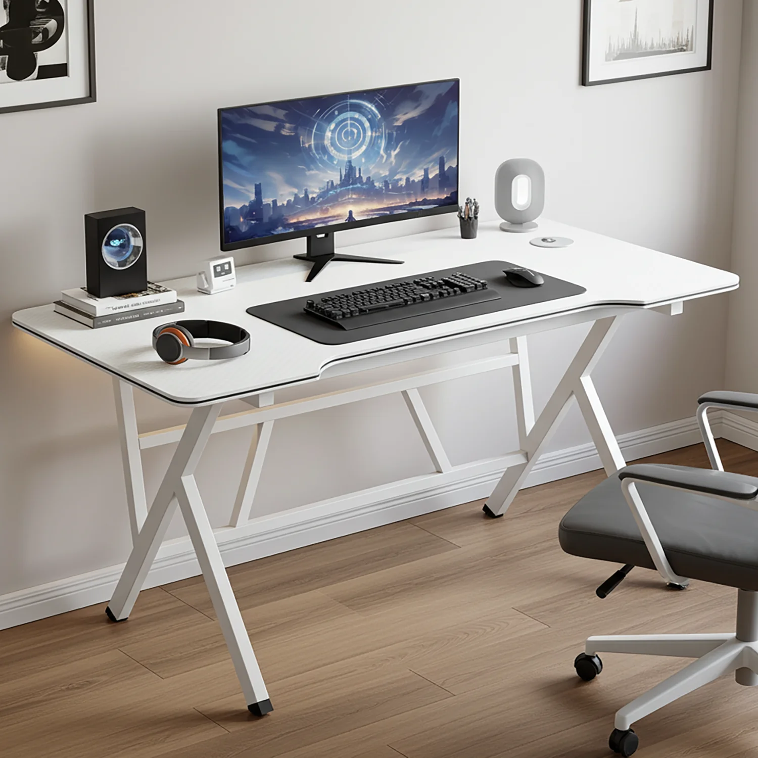 Large Vertex Modern Multifunctional Ergonomic Computer Desk White 120cm