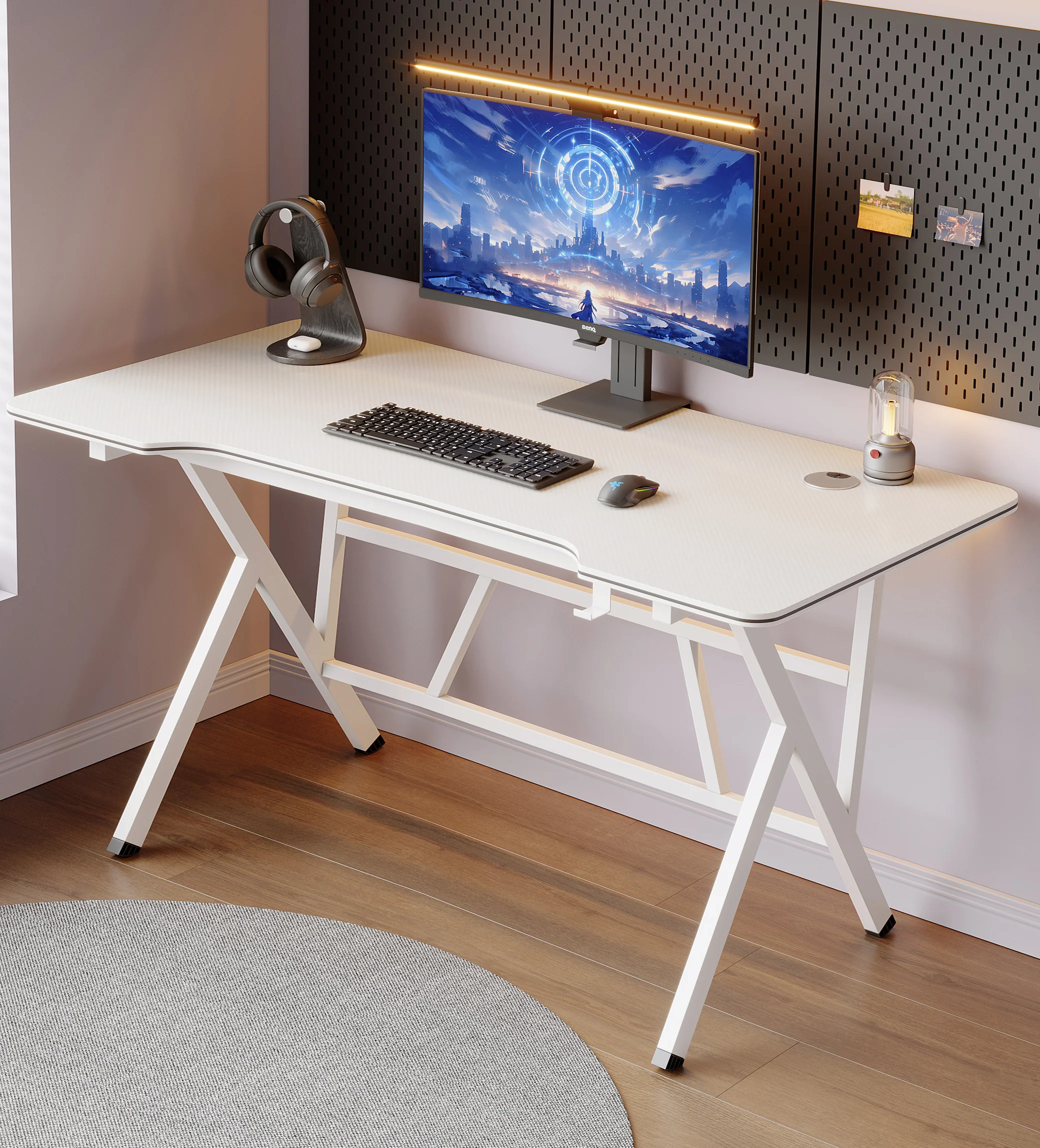 Large Vertex Modern Multifunctional Ergonomic Computer Desk White 120cm - Image 2