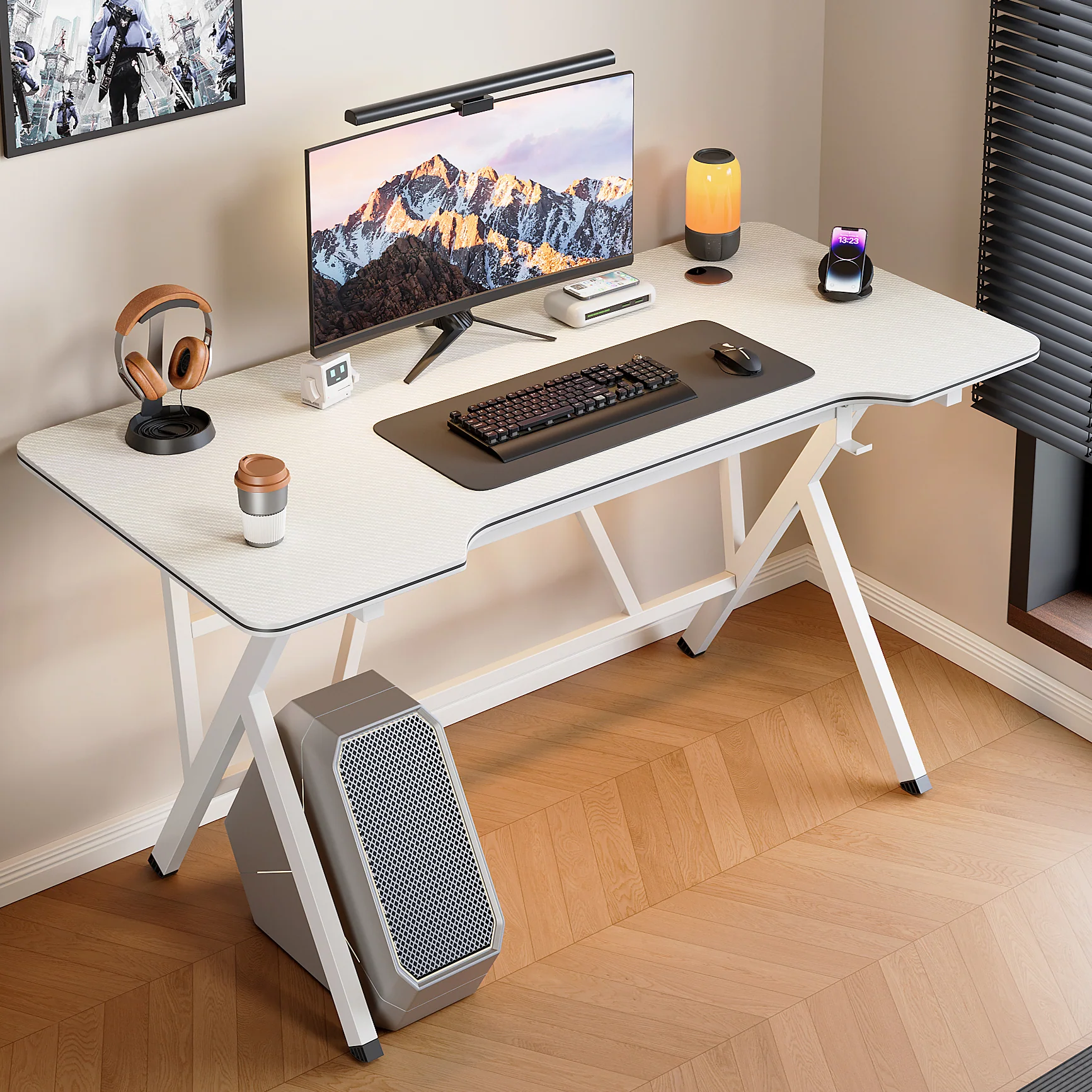 Large Vertex Modern Multifunctional Ergonomic Computer Desk White 120cm - Image 3