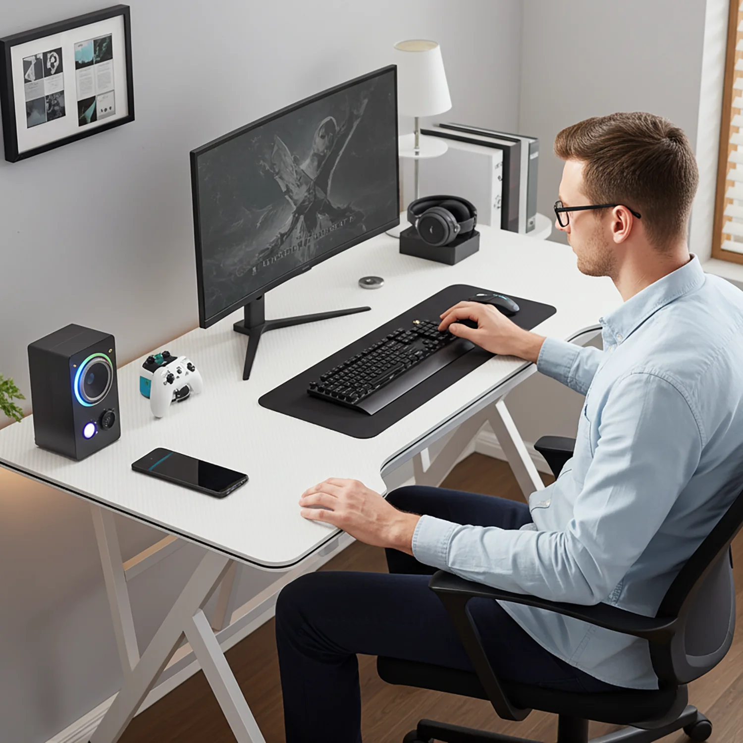 Large Vertex Modern Multifunctional Ergonomic Computer Desk White 120cm - Image 4