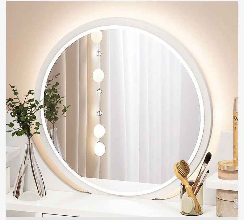 LED Luminous Beauty Dresser Vanity Table with Mirror, Stool and Storage Drawers Set - Image 11