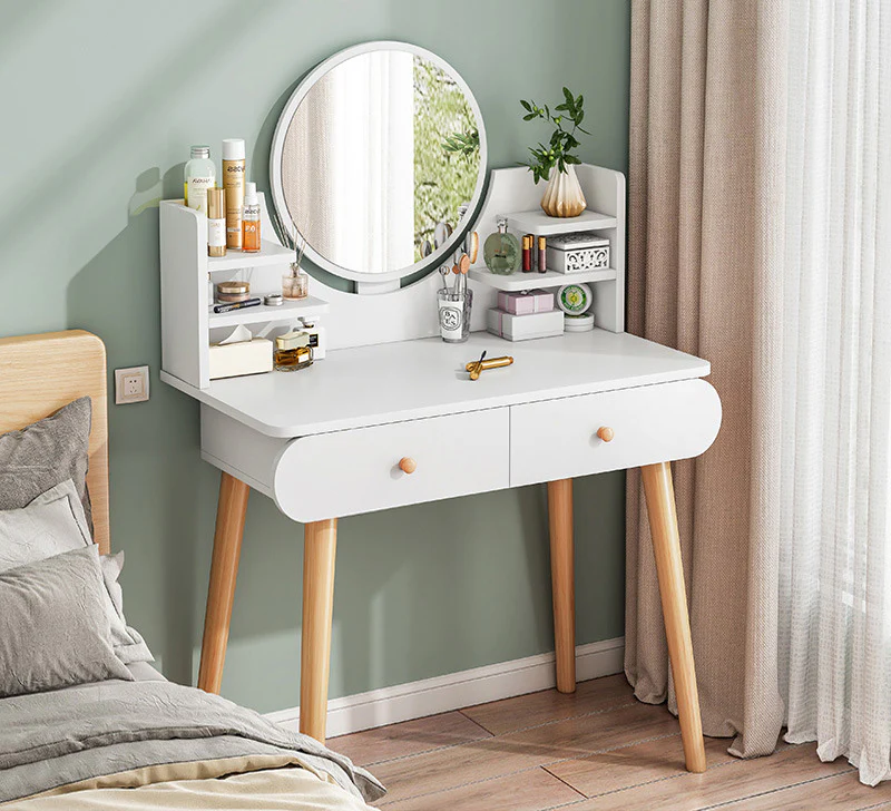 LED Luminous Beauty Dresser Vanity Table with Mirror, Stool and Storage Drawers Set - Image 17