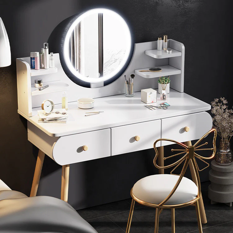 LED Luminous Beauty Large Dresser Vanity Table with Mirror, Stool and Storage Drawers Set - Image 15