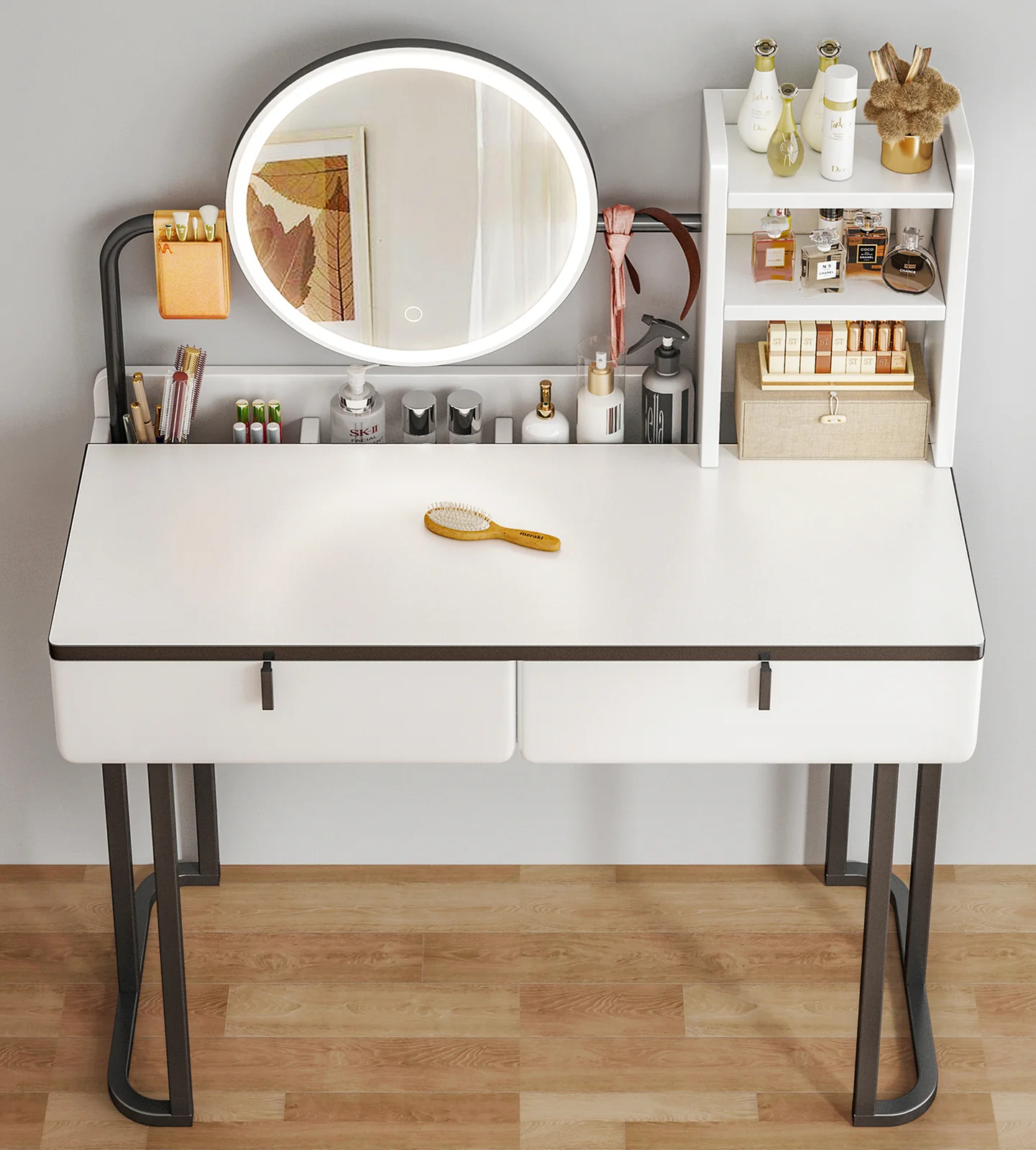 LED Luminous Lioness Dresser Vanity Table with Mirror and Storage Drawers - Image 3