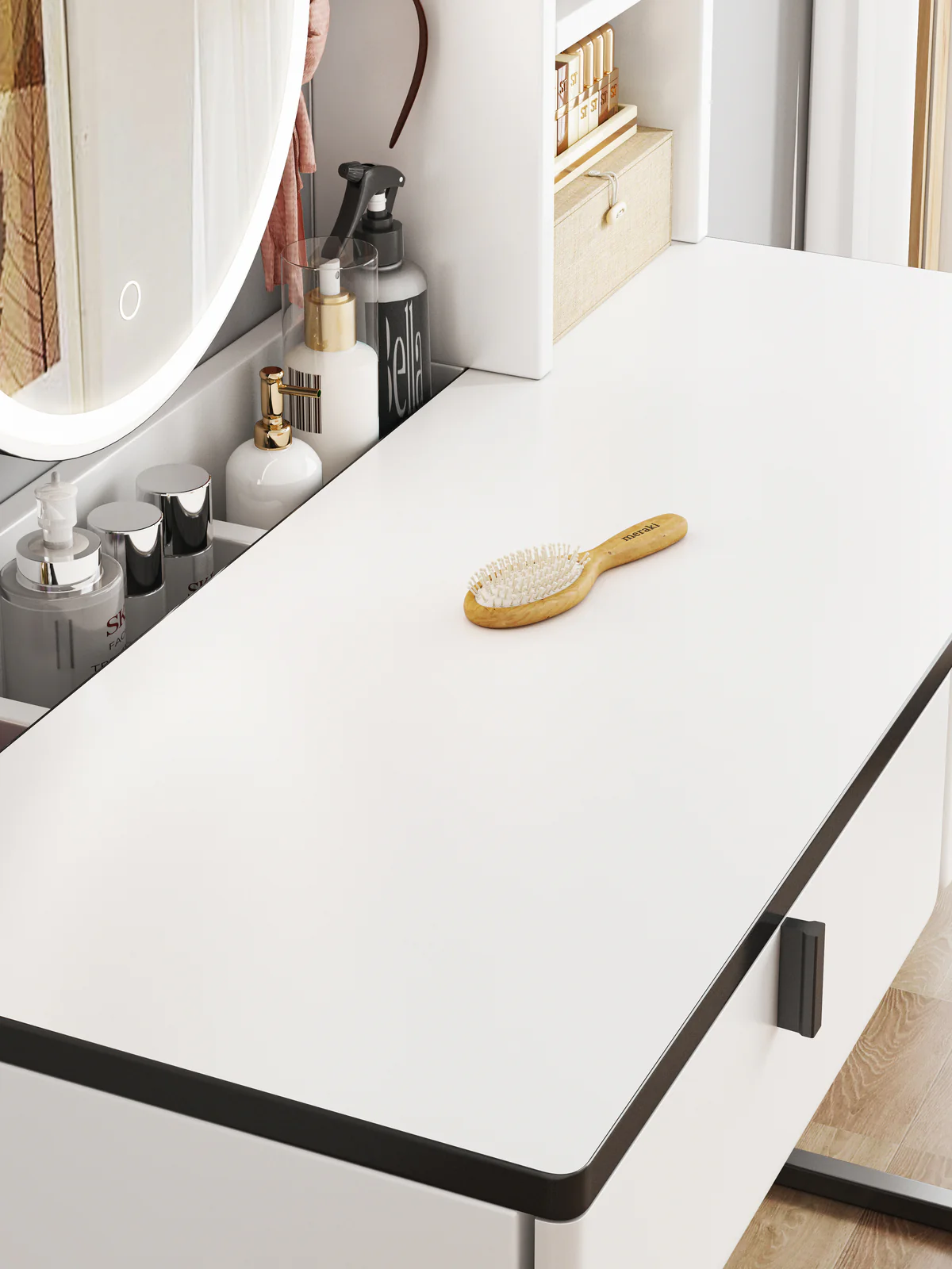 LED Luminous Lioness Dresser Vanity Table with Mirror and Storage Drawers - Image 5
