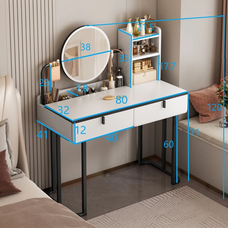 LED Luminous Lioness Dresser Vanity Table with Mirror and Storage Drawers - Image 6
