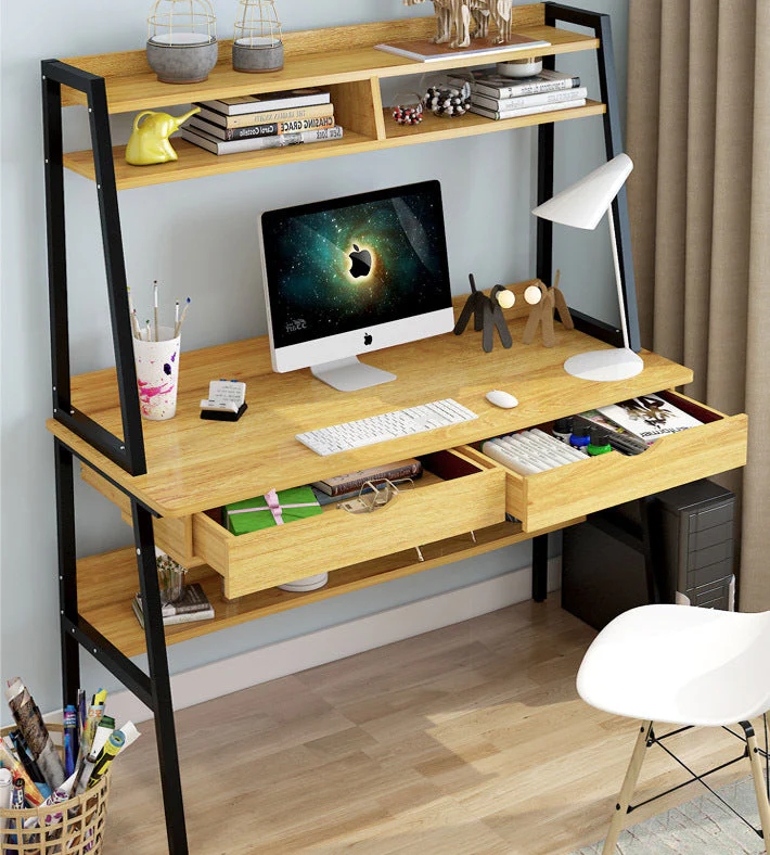 Liberty Computer Desk Workstation with Shelves & Drawers (Oak) - Image 2
