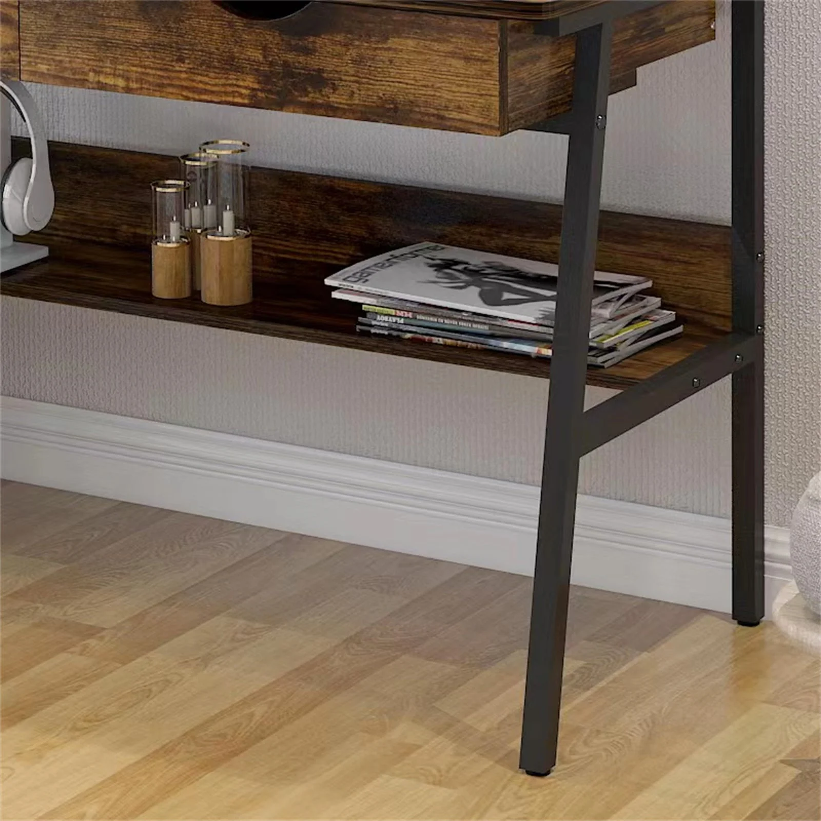 Liberty Computer Desk Workstation with Shelves & Drawers (Rustic Wood) - Image 5