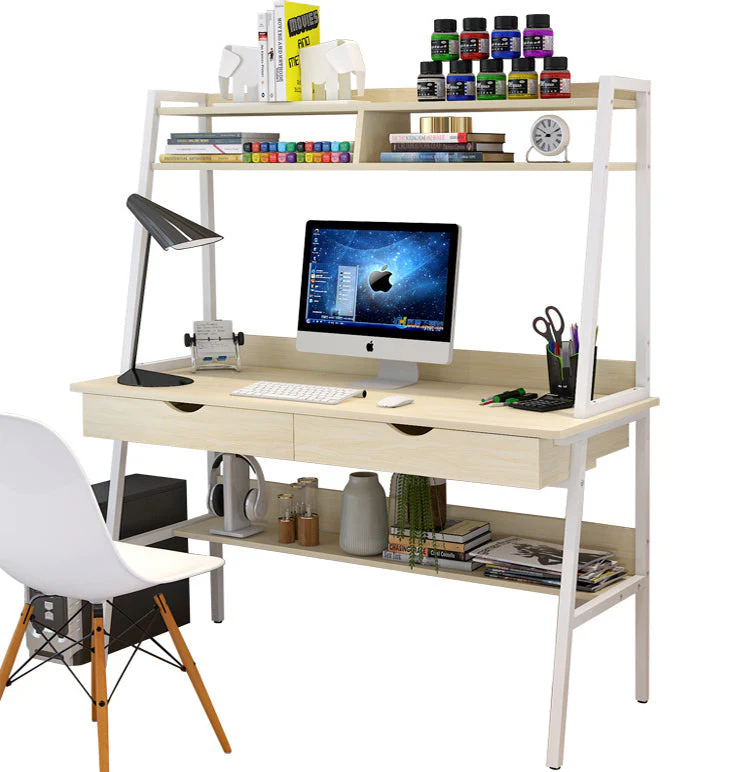 Liberty Computer Desk Workstation with Shelves & Drawers (White Oak) - Image 4