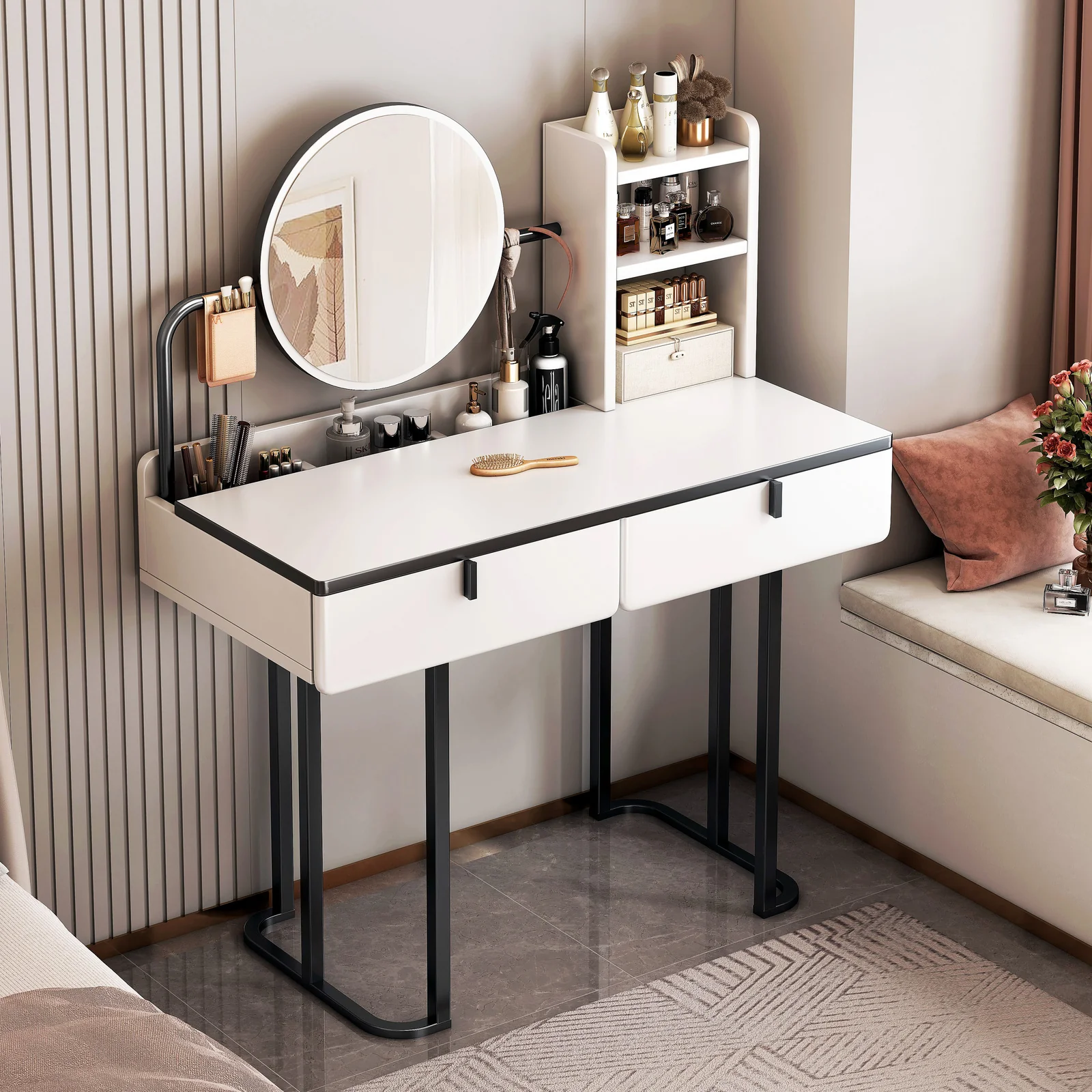 Lioness Dresser Vanity Table with Mirror and Storage Drawers - Image 11
