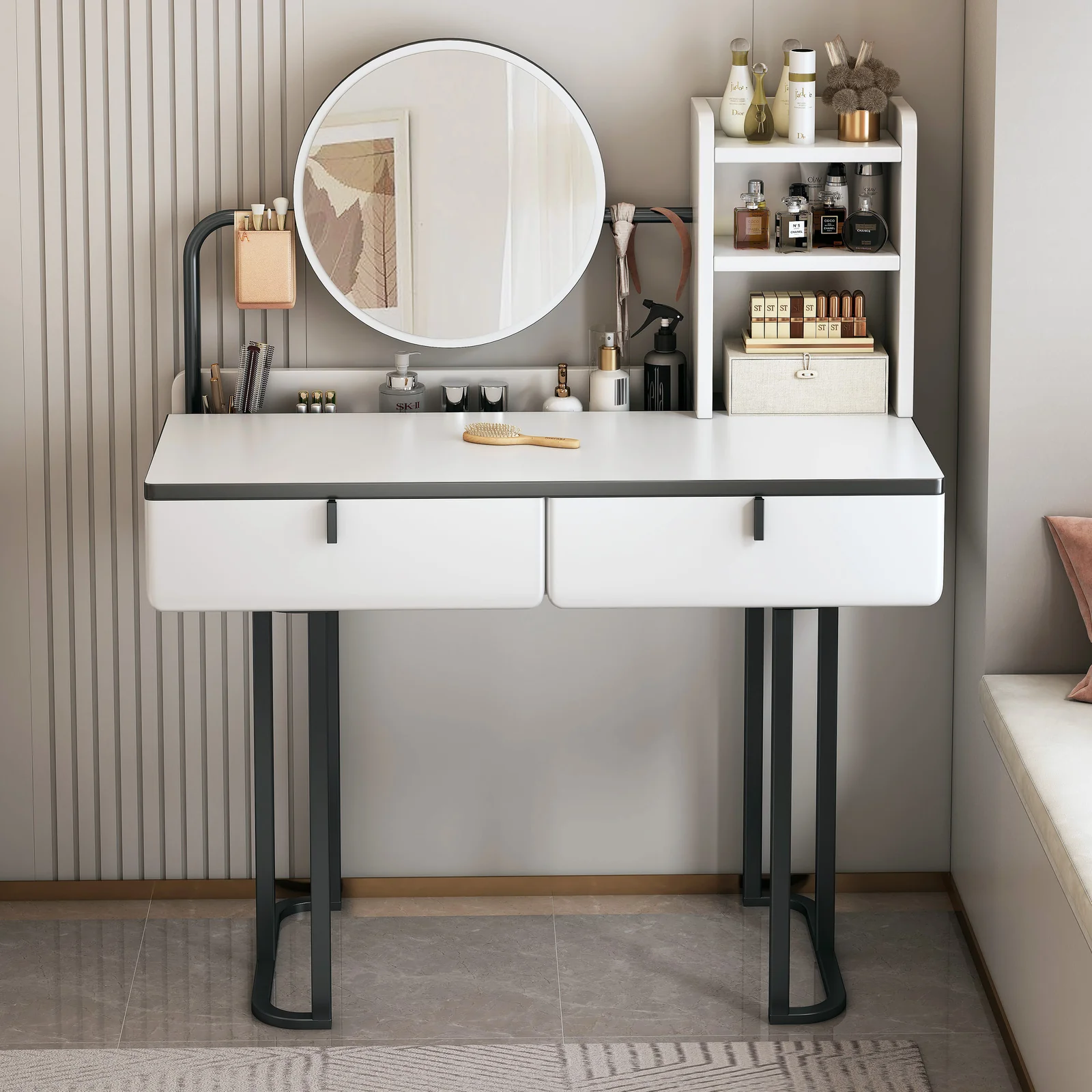 Lioness Dresser Vanity Table with Mirror and Storage Drawers - Image 4